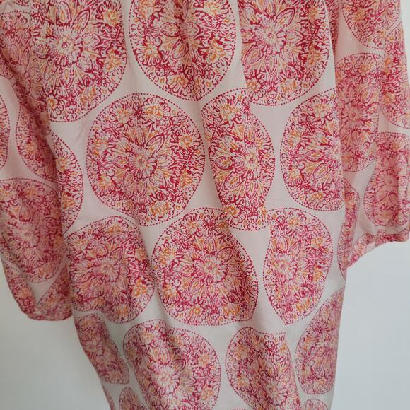 Calypso St. Barth Target Silk Blouse Crochet Pink Medallion Women Medium - Picture 9 of 13